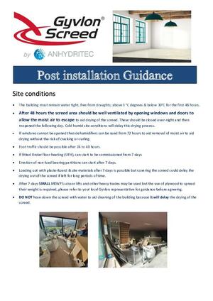 Post Installation Guidance