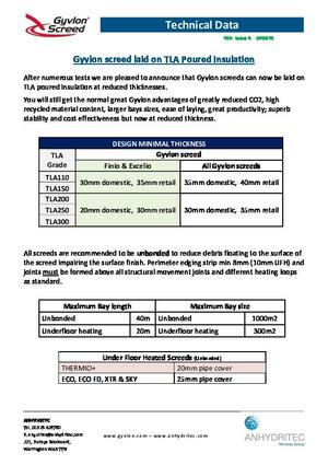 Gyvlon Screed laid on TLA Poured Insulation